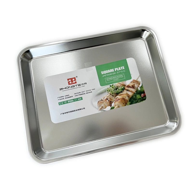 304 Food Grade Serving Tray Rectangle Baking Tray Stainless Steel Roaster Trays