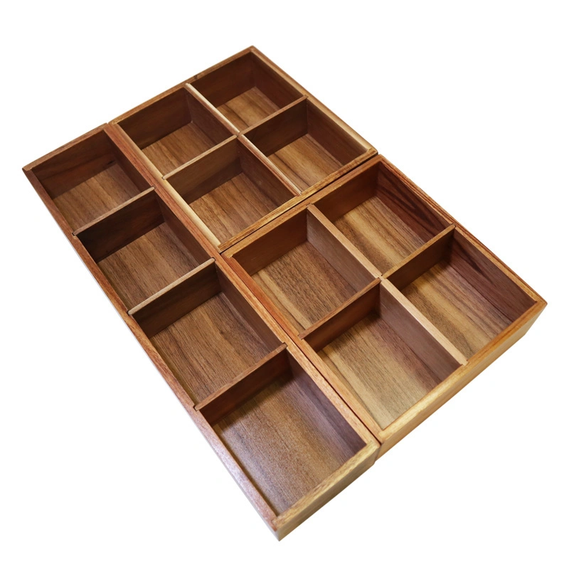 Wood Serving Tray Divided Platter 12-Section Wood Food Server Bamboo Serving Dishes Serving Platters for Snacks Appetizers