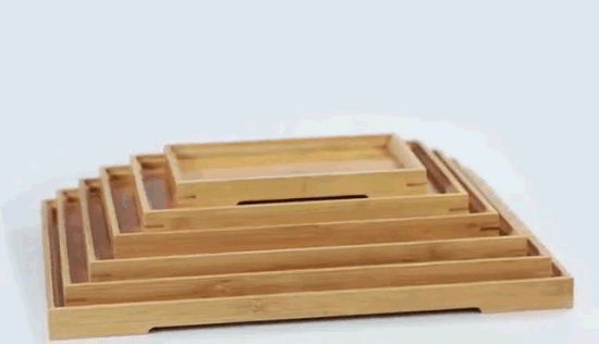 Bamboo Flat Tea Tray Coffee Food Drink Serving Table Platter Tray with Handlebt
